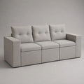 Gartensofa 3-Sitzer aus Polyester mit Aluminiumrahmen, Hellgrau, 220 × 85 × 88 cm