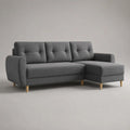 L-förmiges 3-Sitzer-Ecksofa aus Stoff mit Ottomane rechts, Grau, 220 x 145 x 85 cm