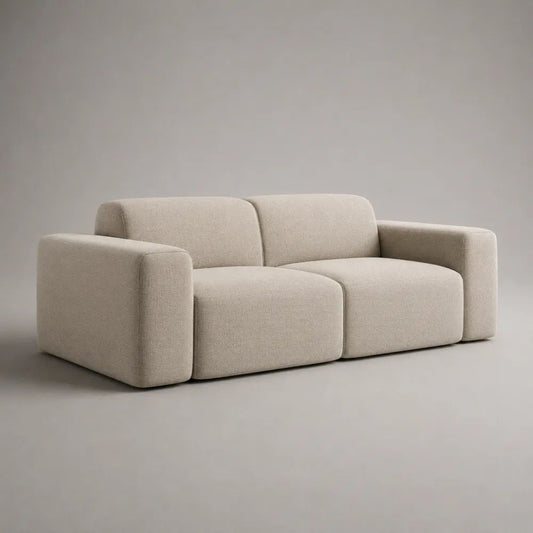 2-Sitzer-Sofa mit Bouclébezug, Creme, 200 × 95 × 75 cm