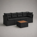 5-teiliges Gartensofa-Set aus PE-Rattan und Stahl mit Tisch, Schwarz/Anthrazit/Braun, Sofa 262 × 70 × 78 cm, Tisch 65 × 65 × 35 cm