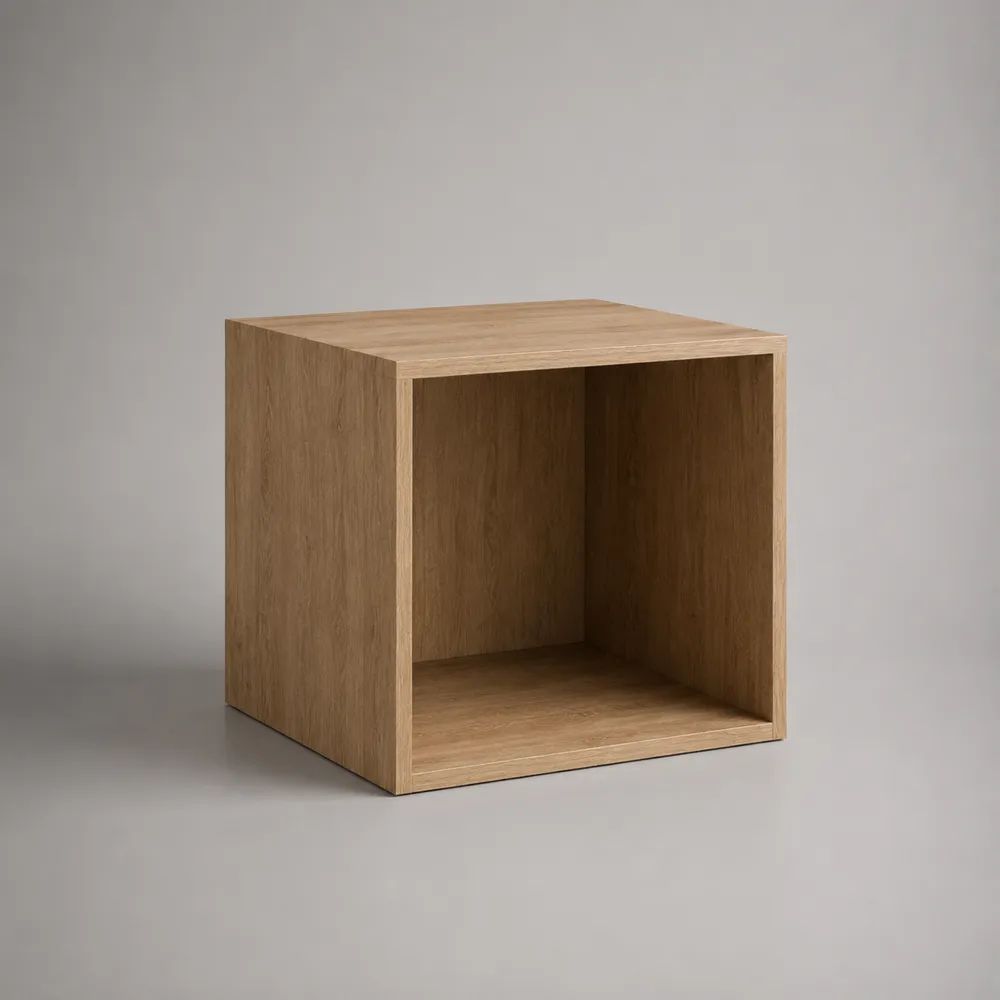 Quadratisches Würfelregal aus Holz mit offenem Fach, Hellbraun, 40 × 35 × 40 cm