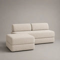 Ecksofa mit Ottomane links, 3-Sitzer in L-Form, Polyester-Breitcord Creme, 240 x 160 x 82 cm