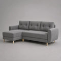 Ecksofa 3-Sitzer mit linker Ottomane, Cordbezug, L-Form, Grau, 230 × 150 × 88 cm