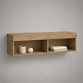 Wandhängendes TV-Lowboard aus Holzwerkstoff, Eiche Natur, 120 × 30 × 40 cm