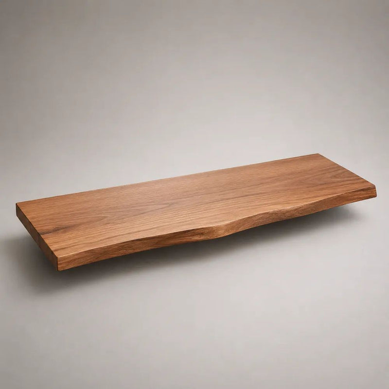Wandregal aus massiver Eiche mit Naturkante, Braun, 100 × 25 × 4 cm