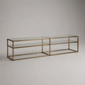 TV-Lowboard 2er-Set aus Glas und Stahl, rechteckig, Messingfarben/Transparent, 200 × 40 × 45 cm