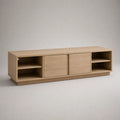 TV-Lowboard aus MDF und Spanplatte mit Eichenfurnier, Eiche Natur, 180 × 40 × 60 cm