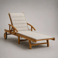 Gartenliege aus massivem Akazienholz mit Auflage, verstellbarer Rückenlehne und Rollen, Naturbraun/Beige, 200 × 68 × 85 cm